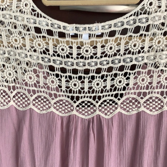 NSR boho crochet button down top & roll sleeves - Picture 9 of 10